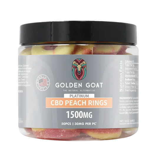 Golden Goat Platinum CBD Gummies 1500mg - Peach Rings