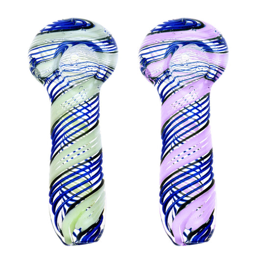 Blue Twist w/ Slime Hand Pipe - 3.75" / Colors Vary