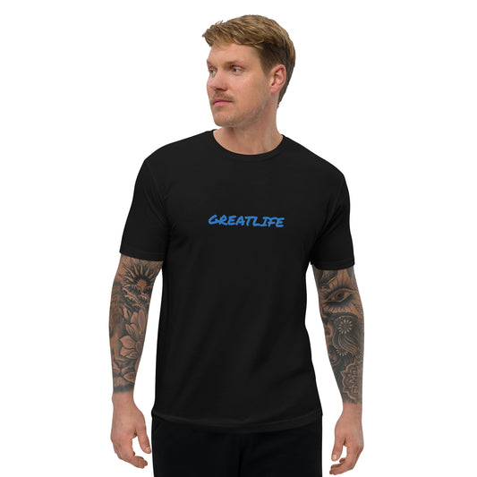 New black and blue Greatlife Short Sleeve T-shirt