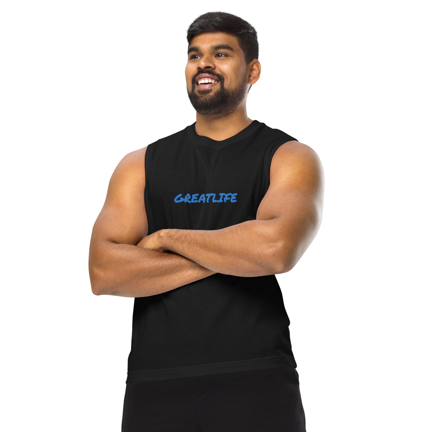 NEW BLACK and BLUE GREATLIFE Muscle Shirt
