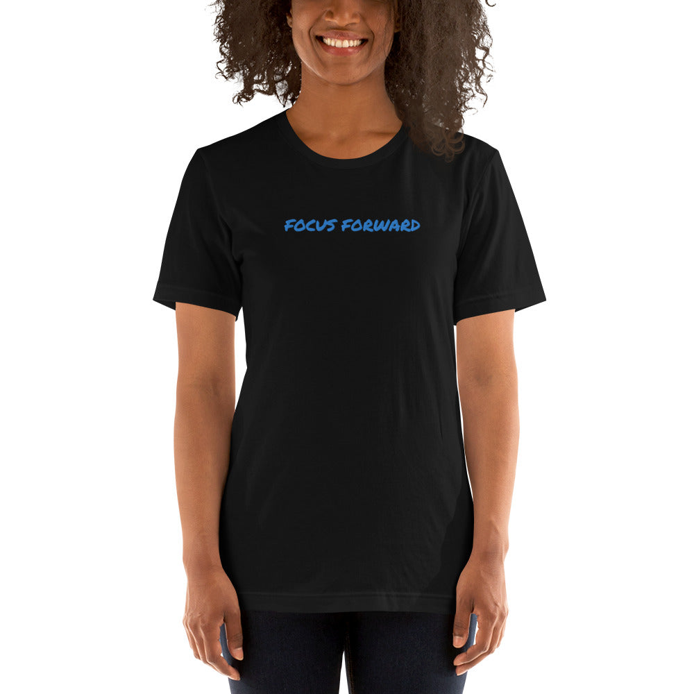 BLACK and BLUE FOCUS FORWARD Unisex t-shirt